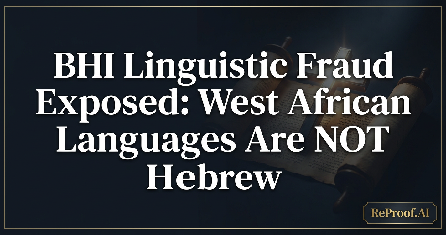 BHI Linguistic Fraud Exposed: West African Languages Are NOT Hebrew