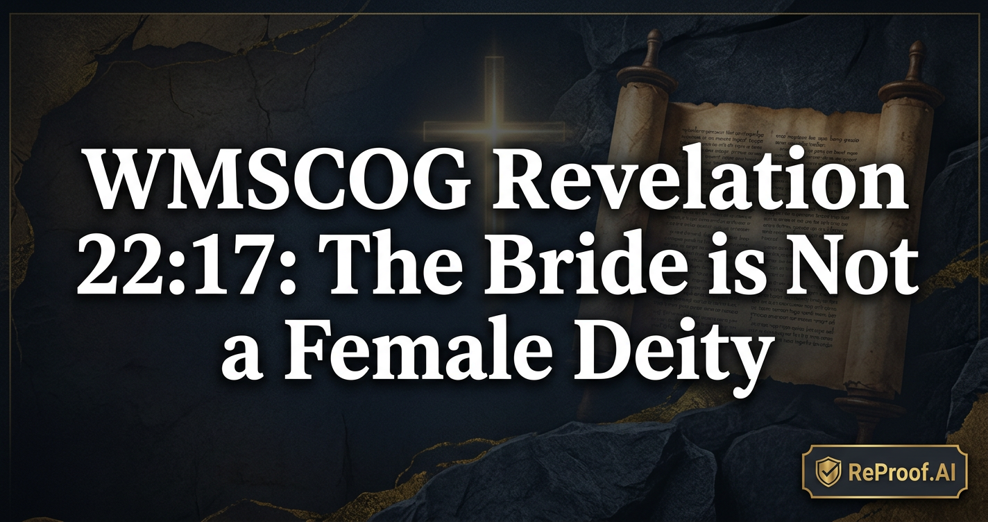 WMSCOG Revelation 22:17: The Bride is Not a Female Deity